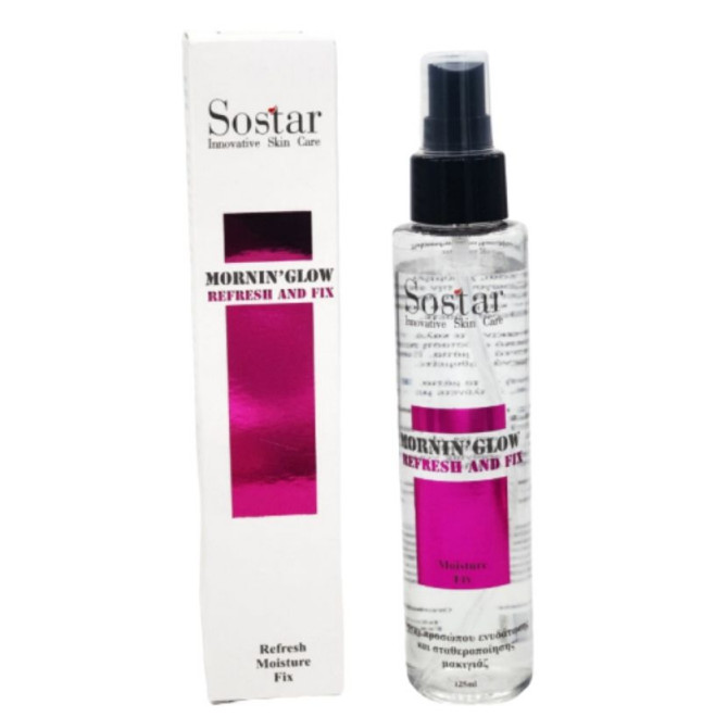 SOSTAR Mornin' Glow Refresh & Fix Σπρέι Προσώπου Ενυδάτωσης & Σταθεροποίησης Μακιγιάζ 125ml