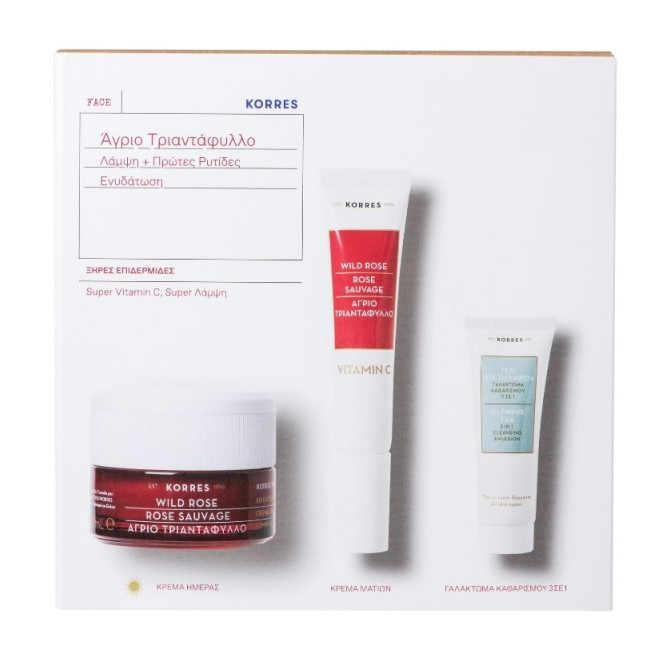 KORRES Set Άγριο Τριαντάφυλλο Λάμψη & Πρώτες Ρυτίδες Ξηρές Επιδερμίδες