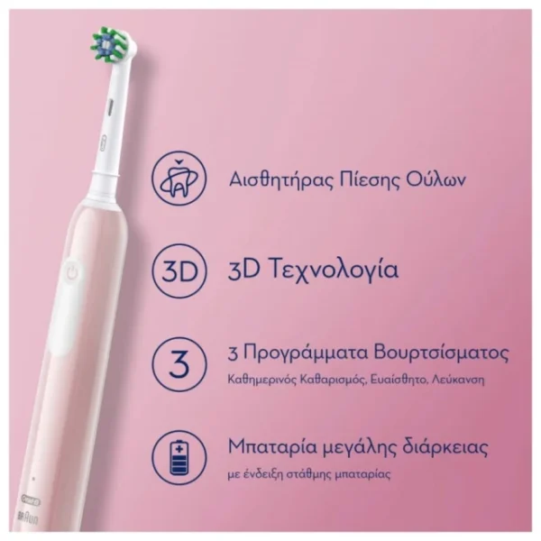 Oral B PRO Series 1 Pink με Θήκη Ταξιδίου (Ηλεκτρική Οδοντόβουρτσα σε Χρώμα Ροζ)