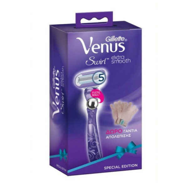 GILLETTE Venus Swirl Extra Smooth Ξυριστική Μηχανή με 1 Ανταλλακτική Κεφαλή & Γάντια Απολέπισης