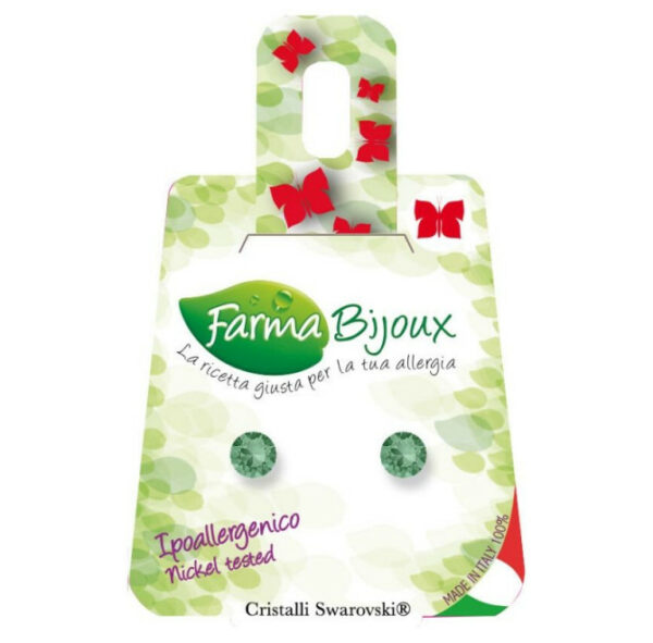 FARMA BIJOUX Σκουλαρίκια Υποαλλεργικά Στρογγυλό Κρύσταλλο Swarovski 5.3mm Πράσινο Erinite