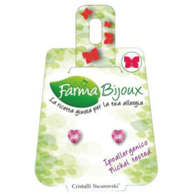 FARMA BIJOUX Σκουλαρίκια Υποαλλεργικά Καρδιά Κρύσταλλο Swarovski 5mm Ροζ