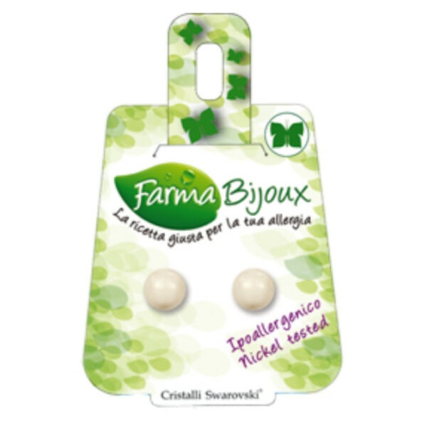 FARMA BIJOUX Σκουλαρίκια Υποαλλεργικά Στρογγυλό Μαργαριτάρι Swarovski® διαμέτρου 8mm χρώμα White