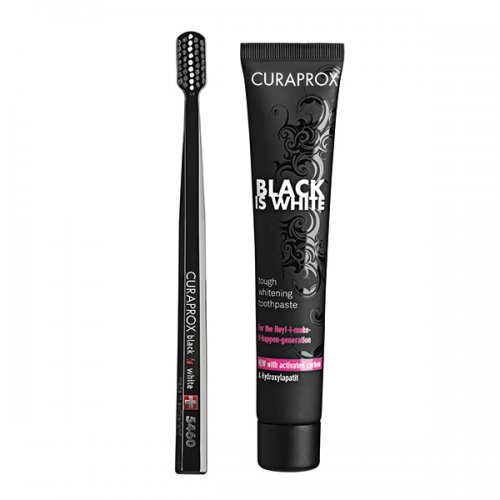 Curaprox Black is White Toothpaste 90ml & Black is White Toothbrush CS 5460 (Πακέτο Λευκαντική Οδοντόπαστα & Οδοντόβουρτσα)