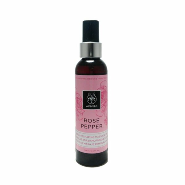 Apivita Rose Pepper Body Reshaping Massage Oil with Pink Pepper & Bulgarian Rose150ml (Λάδι Μασάζ Αναδιαμόρφωσης Σώματος)