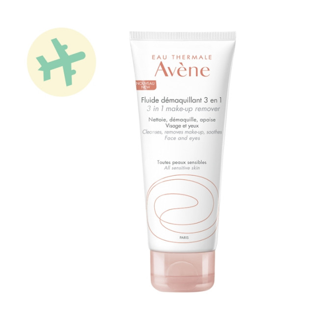 AVENE Fluide Demaquillant 3 IN 1 Γαλάκτωμα Ντεμακιγιάζ για Πρόσωπο Μάτια Χείλη 100ml Travel Size
