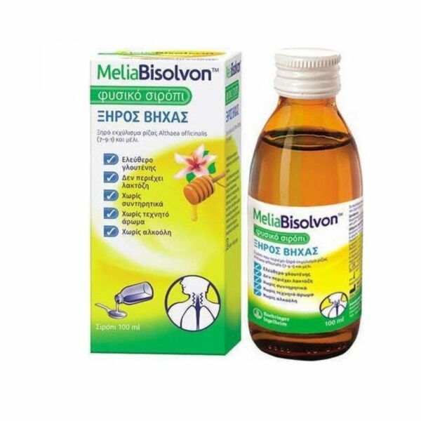 Melia Bisolvon Syrup 100ml (Φυσικό Σιρόπι για τον Ξηρό Βήχα & τον Πονόλαιμο)