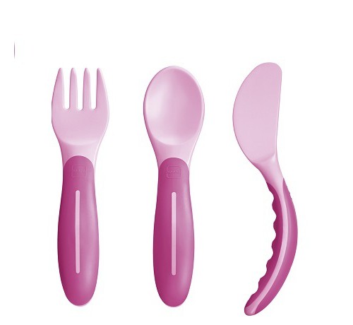 MAM Baby's cutlery Σετ 3τεμ. (πιρουνάκι, κουταλάκι, μαχαιράκι) 6+M (3943) Ροζ