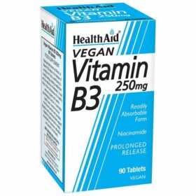 Health Aid Vitamin B3 (Niacin) 250mg Συμπλήρωμα Διατροφής που Συμμετέχει σε Πολλές Μεταβολικές Διεργασίες του Οργανισμού 90 tabs