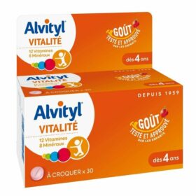 Alvityl Vitality 12 Vitamines Παιδικό Συμπλήρωμα Διατροφής με 12 Βιταμίνες & 8 Μεταλλικά Στοιχειά και Γεύση Φράουλα 30 Δισκία