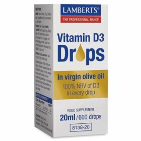 Lamberts Vitamin D3 Drops Συμπλήρωμα Διατροφής σε Παρθένο Ελαιόλαδο 20ml / 600drops