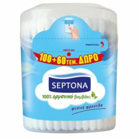 Septona Ωτοκαθαριστές από 100% Οργανικό Βαμβάκι, σε Πρακτική Συσκευασία 100 + 60 τεμάχια Δώρο