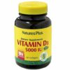 Nature's Plus Vitamin D3 5000iu Συμπλήρωμα Διατροφής για Καλή Λειτουργία του Νευρικού Συστήματος, Υγιή Οστά & Δόντια 60caps