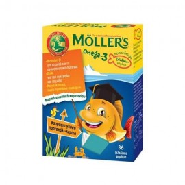 Moller's Omega 3 Ζελεδάκια Ψαράκια για παιδιά με Γεύση Πορτοκάλι-Λεμόνι 36τμχ