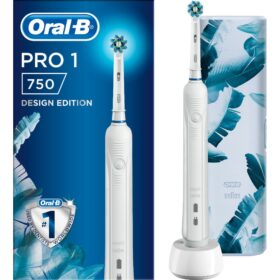 Oral-B Pro 1 750 Design Edition White Ηλεκτρική Οδοντόβουρτσα σε Άσπρο Χρώμα, 1 τμχ (+ Θηκη Μεταφοράς Δώρο)