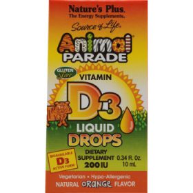 Nature's Plus Animal Parade Vitamin D3 Drops Πόσιμες Σταγόνες Βιταμίνης D για Παιδιά, με γεύση Πορτοκάλι, 10ml