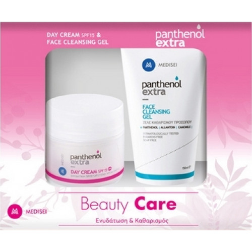 Panthenol Extra Set Beauty Care Day Cream SPF15 50ml & Face Cleansing Gel Ζελέ Καθαρισμού Προσώπου 150ml.