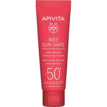 Apivita Bee Sun Safe Hydra Sensitive Face Cream SPF50+ Καταπραϋντική Αντηλιακή Κρέμα Προσώπου Ελαφριάς Υφής Για Ευαίσθητες Επιδερμίδες Με Χαμομήλι και Πρόπολη 50ml