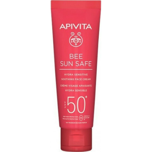 Apivita Bee Sun Safe Hydra Sensitive Face Cream SPF50+ Καταπραϋντική Αντηλιακή Κρέμα Προσώπου Ελαφριάς Υφής Για Ευαίσθητες Επιδερμίδες Με Χαμομήλι και Πρόπολη 50ml