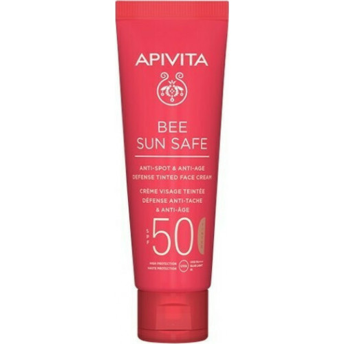 Apivita Bee Sun Safe Anti Spot Anti Age Tinted Face Cream SPF50 Αντηλιακή Κρέμα Προσώπου Κατά Των Πανάδων και Ρυτίδων Με Χρώμα Βελούδινης Υφής 50ml
