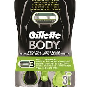 Gillette Body Ξυριστικές Μηχανές μιας Χρήσεως για το Ανδρικό Σώμα, με 3 Λιπαντικές Ταινίες, 3 τεμαχίων