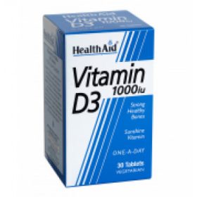 Health Aid: VITAMIN D3 1000i.u. - Λιποδιαλυτή Βιταμίνη D3 30 ταμπλέτες