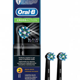 Oral-B Cross Action Black Edition, 2 Brush Heads for Electric Toothbrush