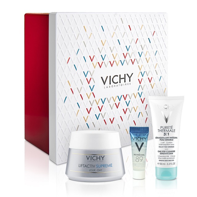 Vichy Xmas Promo Liftactiv Supreme Για Ξηρή 50ml & Mineral 89 Booster 4ml & Purete Thermale 3 σε 1 100 ml & Συλλεκτικό Μεταλλικό Κουτί