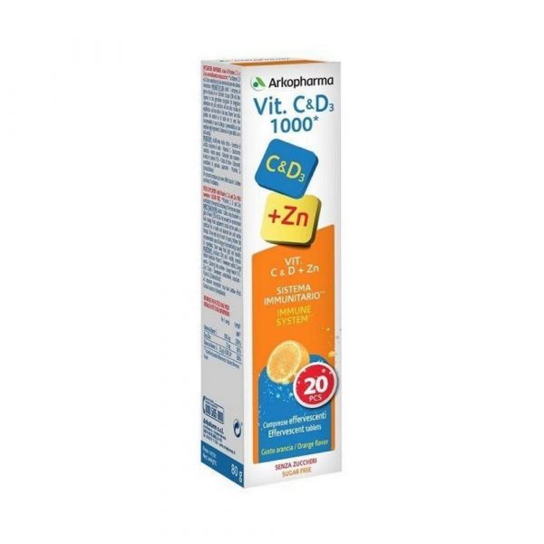 Arkopharma Vitamin C & D3 + Zinc 20 Αναβράζοντα Δισκία (Συμπλήρωμα Διατροφής με Βιταμίνη C, D3 & Ψευδάργυρο)