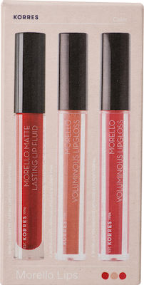 Korres Set Morrello Lips Matte 53 Red Velvet 3.4ml, Lipgloss 31 Bronze Nude 3.4ml & Lipgloss 23 Natural Purple Korres Set Morrello Lips Matte