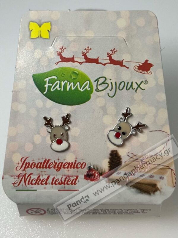 Farma Bijoux, Υποαλλεργικά Σκουλαρίκια Χωρίς Νικέλιο, Ταρανδάκι, Xmas Edition, XM-3, 1 ζευγάρι.