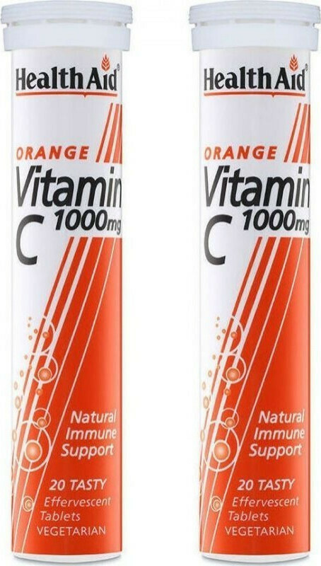 Health Aid Vitamin C 1000mg 2 x 20 αναβράζοντα δισκία Πορτοκάλι