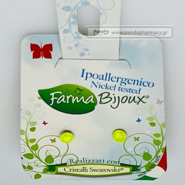 Farma Bijoux, Υποαλλεργικά Σκουλαρίκια Χωρίς Νικέλιο, Κρύσταλλο Neon Κίτρινο 4.1mm, 1 ζευγάρι