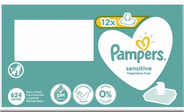 Pampers Μωρομάντηλα Sensitive χωρίς Άρωμα ,χωρίς Οινόπνευμα Κιβώτιο με 3x(4x52)τμχ
