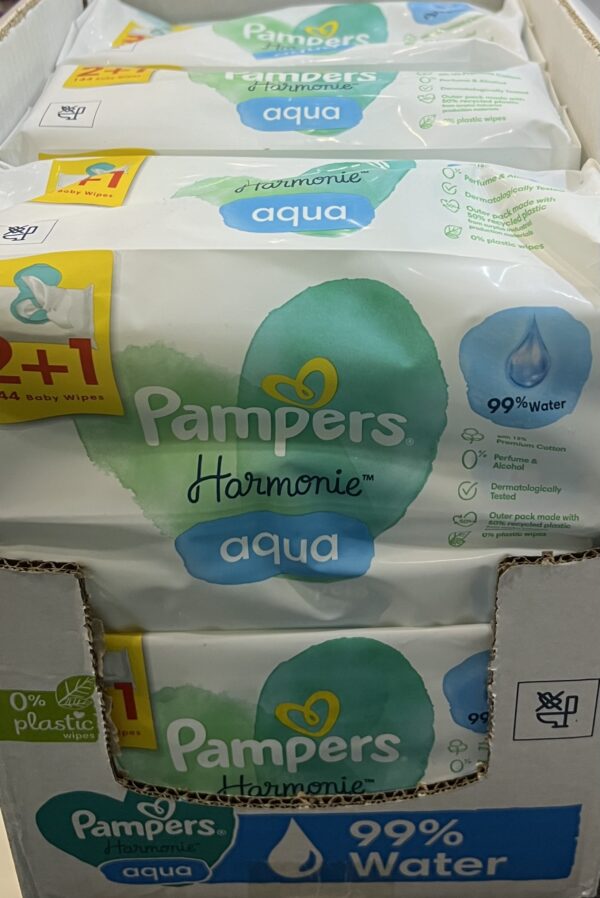Pampers Harmonie Aqua Μωρομάντηλα με 99% Νερό, χωρίς Οινόπνευμα & Άρωμα Κιβώτιο 6x3x48τμχ