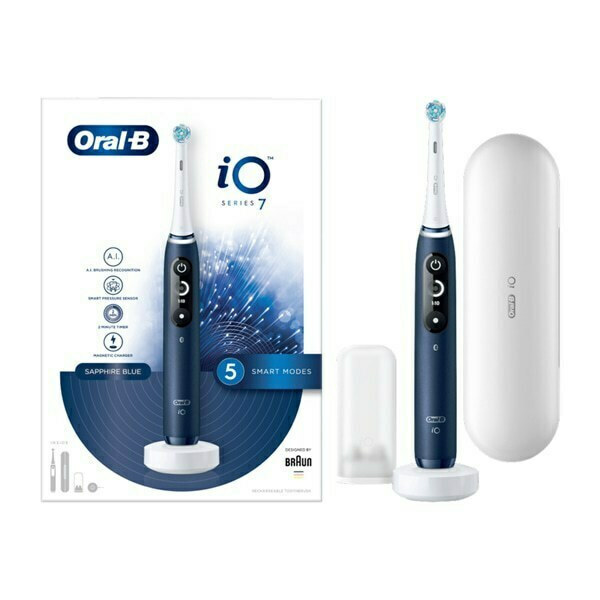 Oral-B IO Series 7 Ηλεκτρική Οδοντόβουρτσα με Χρονομετρητή, Αισθητήρα Πίεσης και Θήκη Ταξιδίου Sapphire Blue
