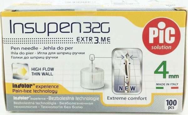 Pic Insupen 32G 4mm Thin wall pen needles 100.pcs - Βελόνες για πένα ινσουλίνης (100τμχ)