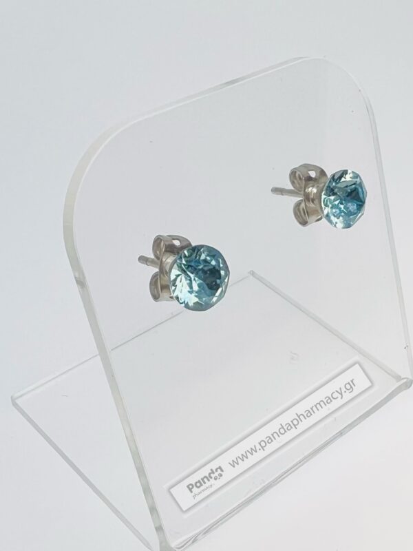 Farma Bijoux Υποαλλεργικά Σκουλαρίκια Κρύσταλλα Γαλάζια 6.2mm, 1 ζευγάρι