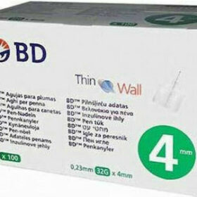 BD Thin Wall Αποστειρωμένες Βελόνες για Πένες Ινσουλίνης 4mm x 0.23mm (32G) 100τμχ