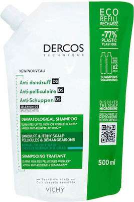 Vichy Dercos Anti-Dandruff DS Eco Refill Ανταλλακτικό Σαμπουάν κατά της Πιτυρίδας για Κανονικά & Λιπαρά Μαλλιά, 500ml