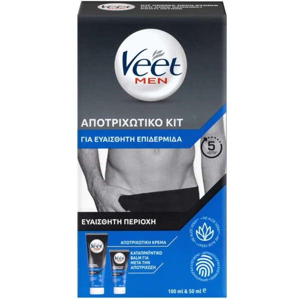 Veet Men Ανδρικό Αποτριχωτικό Κιτ για την Ευαίσθητη Περιοχή με Αποτριχωτική Κρέμα 100ml & Καταπραϋντικό Βάλσαμο για Μετά την Αποτρίχωση 50ml