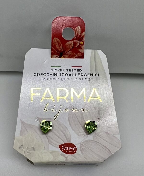 Farma Bijoux Υποαλλεργικά Σκουλαρίκια Swarovski Κρύσταλλος Πράσινες Καρδούλες 3.3 mm 1 Ζευγάρι