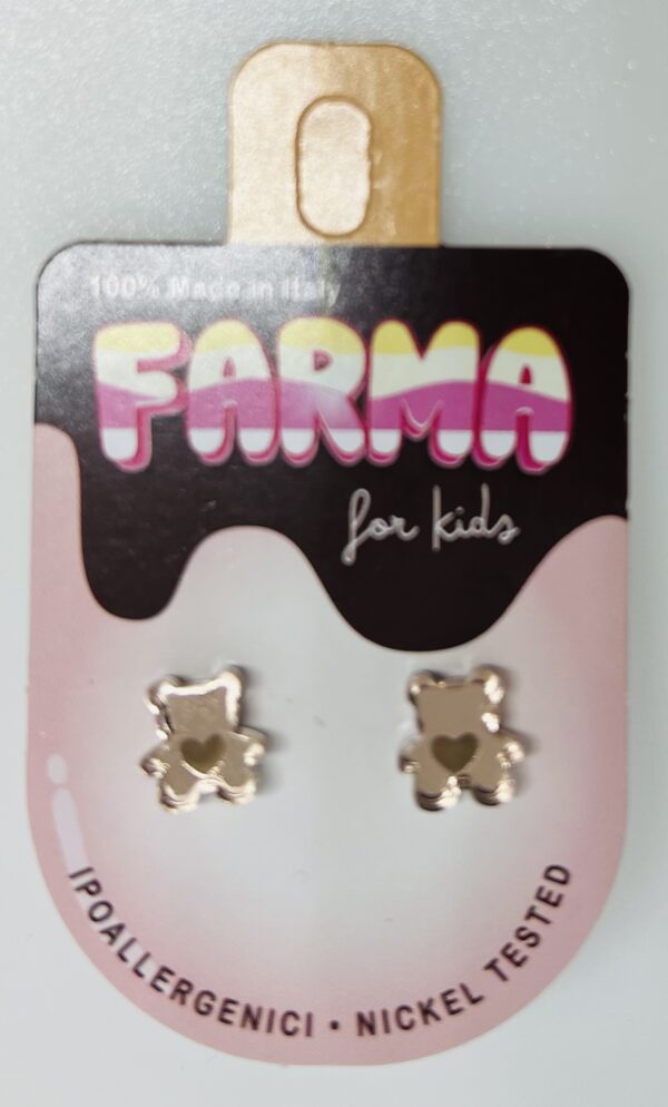 Farma Bijoux Υποαλλεργικά Σκουλαρίκια for Kids Αρκουδάκια Ροζ-Χρυσό 9mm (L556) 1 ζευγάρι