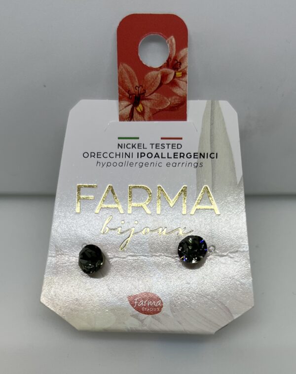 FARMA BIJOUX Υποαλλεργικά Σκουλαρίκια Κρύσταλλα Silver Night 6.2mm 1 ζευγάρι