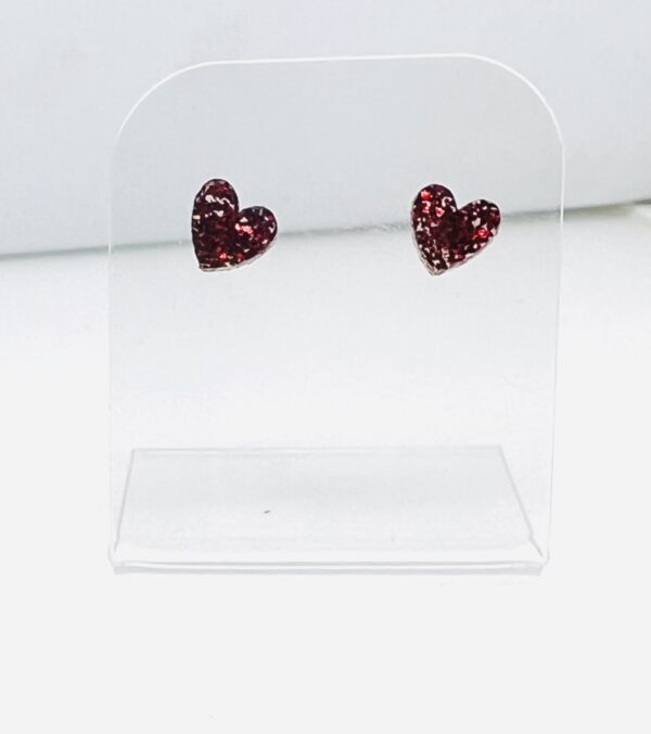 Farma Bijoux Cuore Laser Red Υποαλλεργικά Σκουλαρίκια Καρφωτά Καρδιά Κόκκινη με Glitter (L615G) 7.5mm 1ζευγαρι