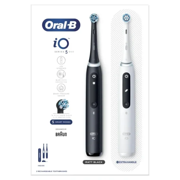 Oral-B iO Series 5 Duo Pack Black & White Ηλεκτρικές Οδοντόβουρτσες 2τμχ