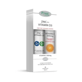 Power of Nature Promo Zinc Plus Vitamin D3, 20eff.tabs & Δώρο Vitamin C 500mg, 20eff.tabs, 1σετ