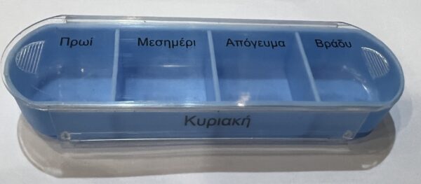 TRIMED Κουτάκι χαπιών Pillar 28 θέσεων/Εβδομαδιαίο Λευκό με Γαλάζιο