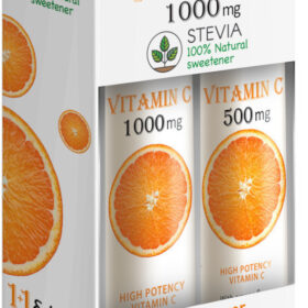 Power OfPower Of Nature Vitamin C 1000mg Στέβια & Vitamin C 500mg Στέβια Βιταμίνη για Ενέργεια & το Ανοσοποιητικό 1000mg Πορτοκάλι 40 αναβράζοντα δισκία