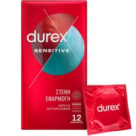 Durex Προφυλακτικά Λεπτά Sensitive με Στενή Εφαρμογή, 12τεμ